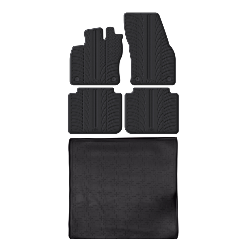 Set aus Gummi-Kofferraumwanne und Gummi-Autofußmatten für Seat Tarraco (2019-2024)