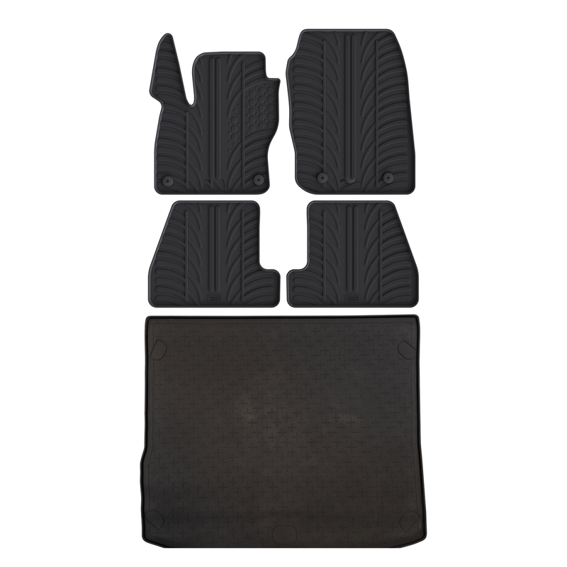 Set aus Gummi-Kofferraumwanne und Gummi-Autofußmatten für Ford Focus (2015-2018)