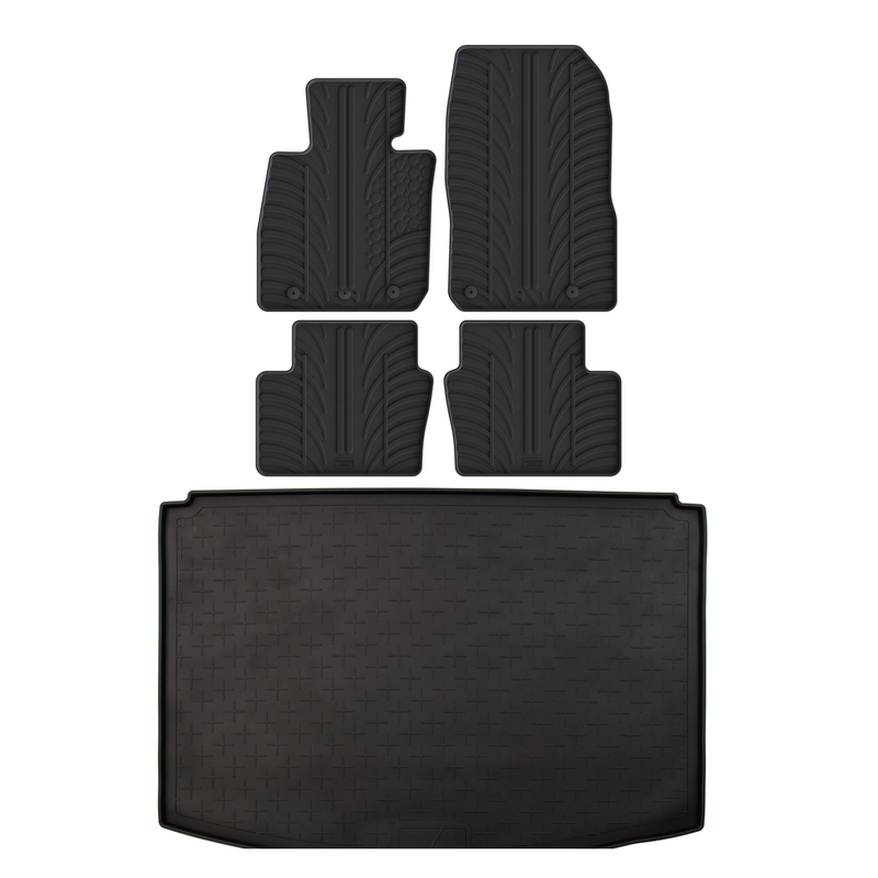 Set aus Gummi-Kofferraumwanne und Gummi-Autofußmatten für Mazda CX-3 (2015-2021)
