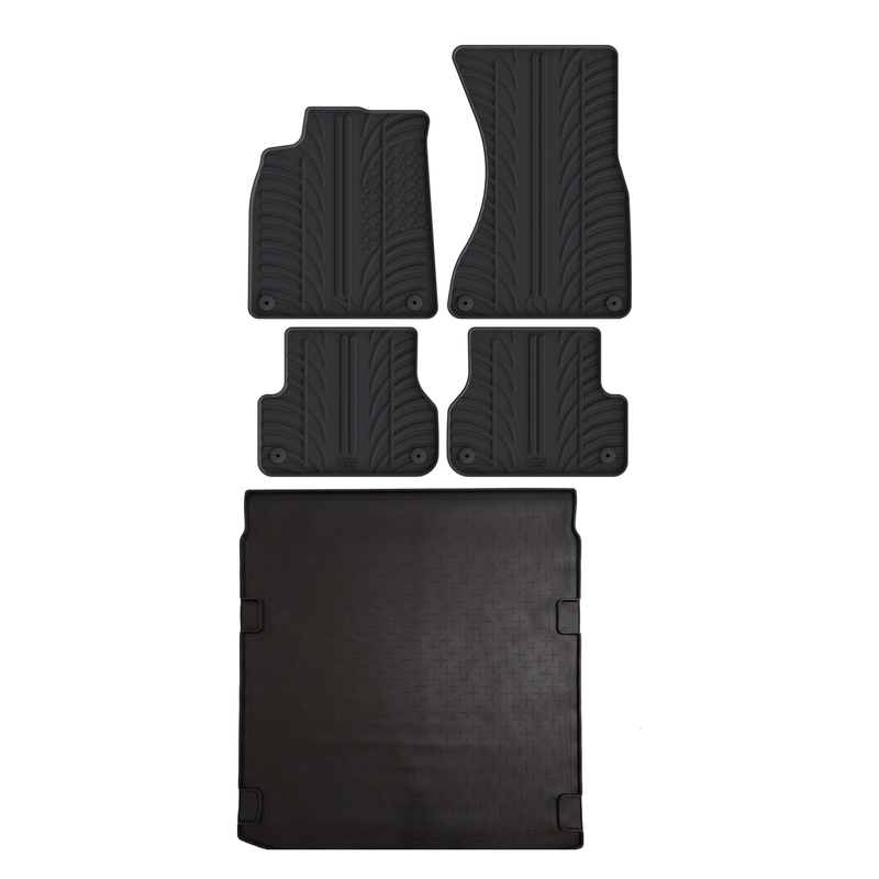 Set aus Gummi-Kofferraumwanne und Gummi-Autofußmatten für Audi A6 (2011-2018)