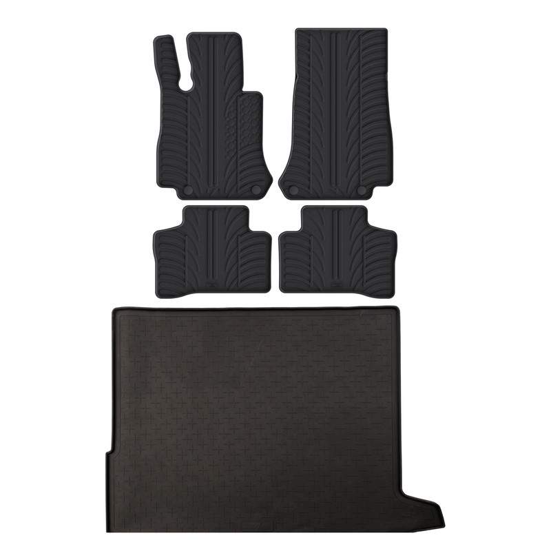 Set aus Gummi-Kofferraumwanne und Gummi-Autofußmatten für Mercedes GLC (2016-2023)