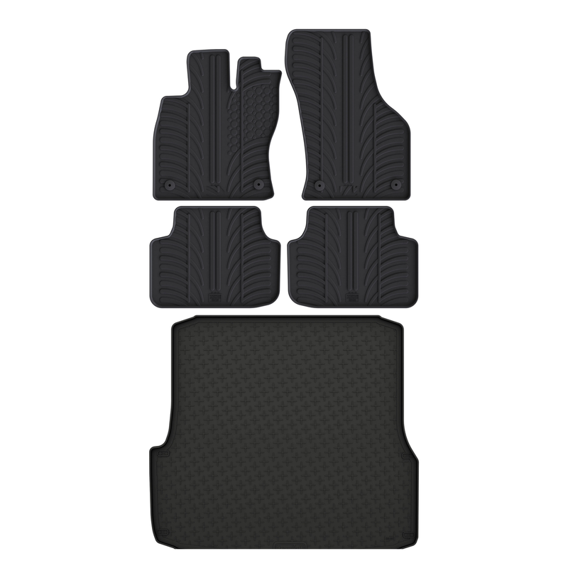 Set aus Gummi-Kofferraumwanne und Gummi-Autofußmatten für Skoda Octavia (2013-2020)