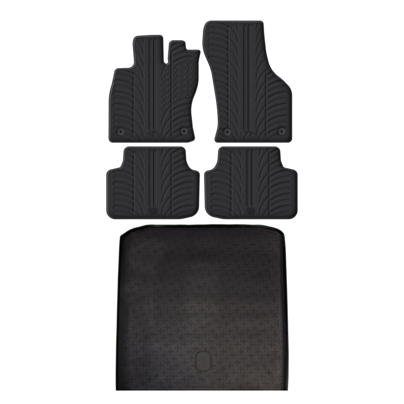 Set aus Gummi-Kofferraumwanne und Gummi-Autofußmatten für Skoda Octavia (2013-2020)