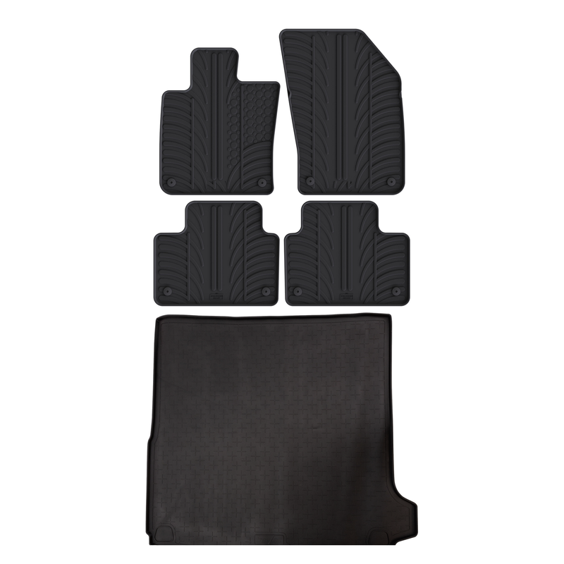 Set aus Gummi-Kofferraumwanne und Gummi-Autofußmatten für Volvo V60 (2018-)