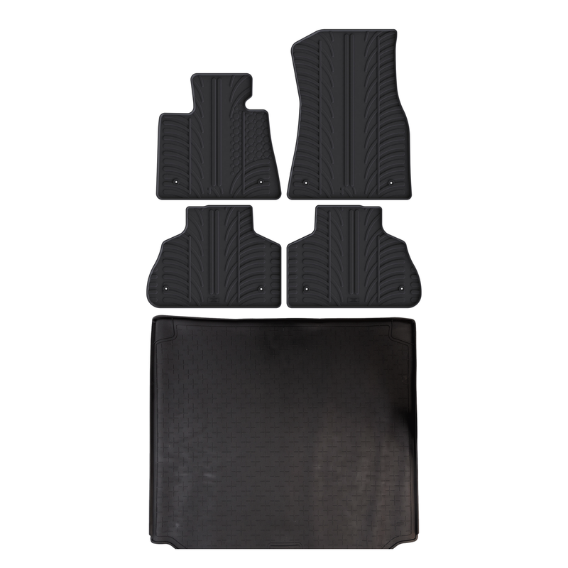 Set aus Gummi-Kofferraumwanne und Gummi-Autofußmatten für BMW X5 (2018-2026)