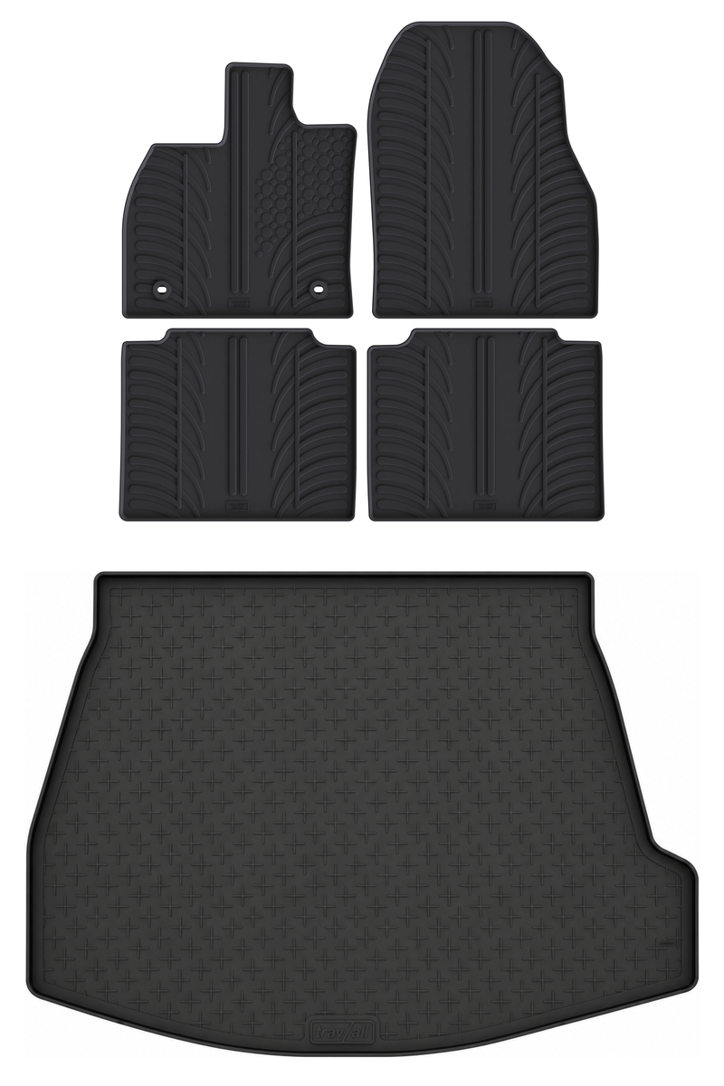 Set aus Gummi-Kofferraumwanne und Gummi-Autofußmatten für Subaru Solterra (2023-)