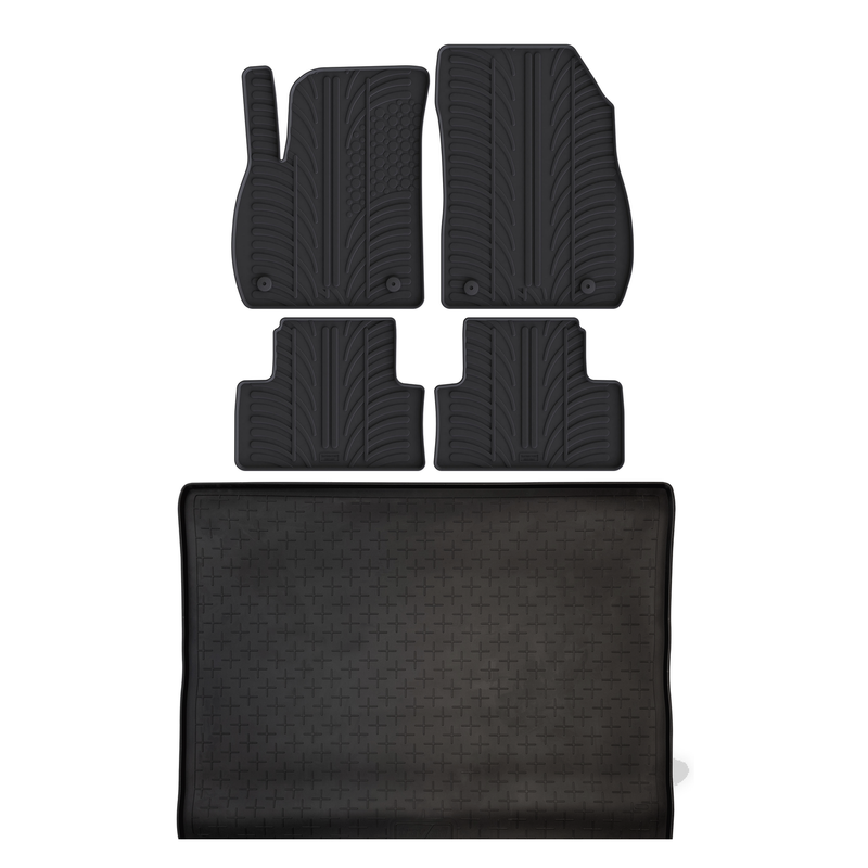 Set aus Gummi-Kofferraumwanne und Gummi-Autofußmatten für Vauxhall Zafira (2012-2018)