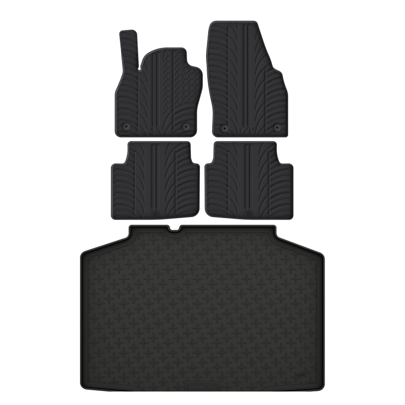 Set aus Gummi-Kofferraumwanne und Gummi-Autofußmatten für Skoda Kamiq (2019-)