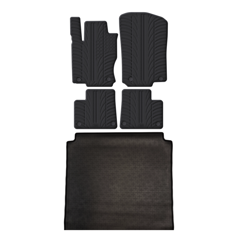 Set aus Gummi-Kofferraumwanne und Gummi-Autofußmatten für Mercedes M-Class (2012-2015)