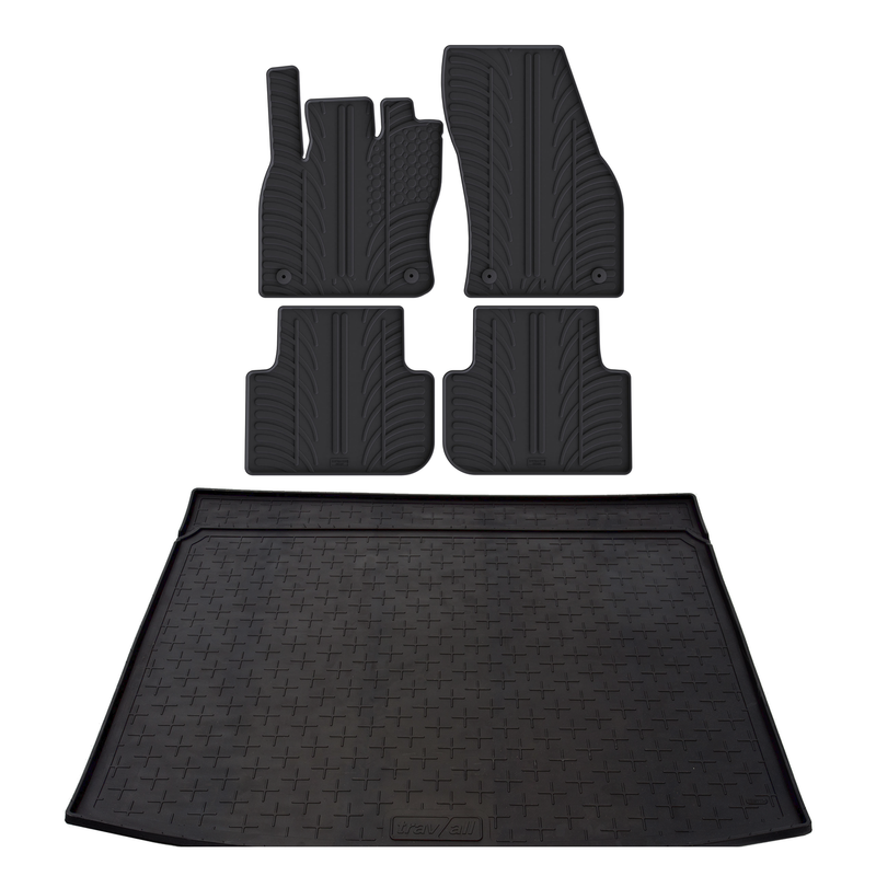 Set aus Gummi-Kofferraumwanne und Gummi-Autofußmatten für VW Tiguan (2016-2024)