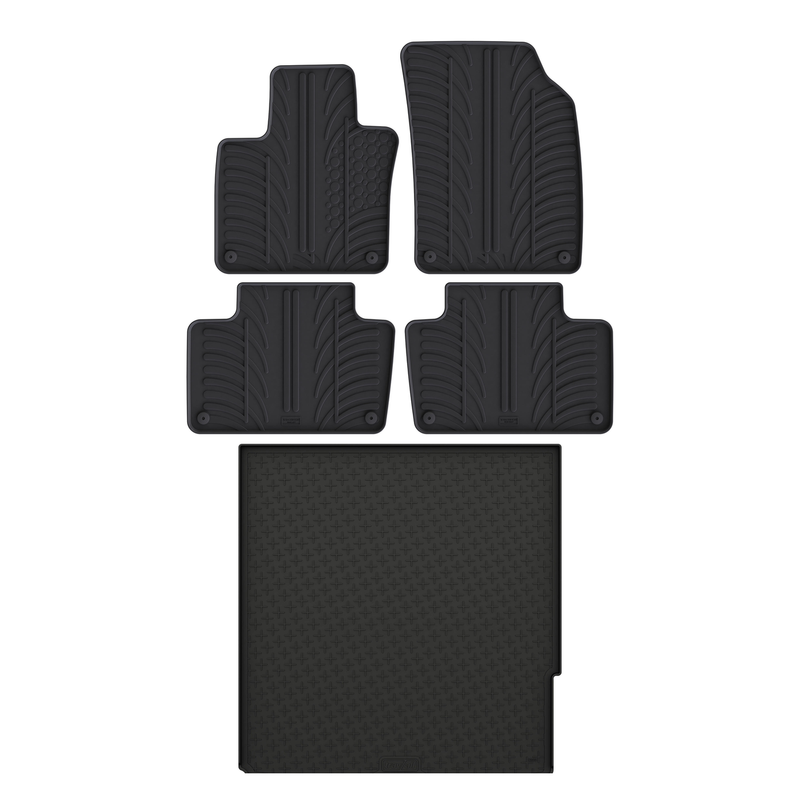 Set aus Gummi-Kofferraumwanne und Gummi-Autofußmatten für Volvo XC90 (2015-)