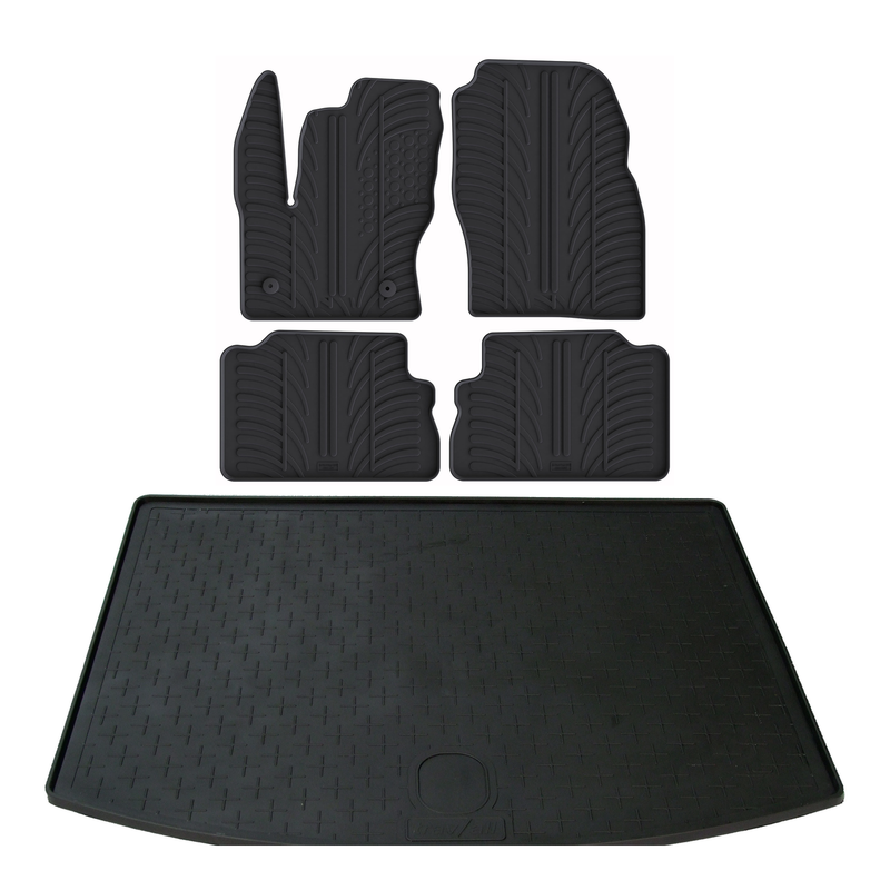 Set aus Gummi-Kofferraumwanne und Gummi-Autofußmatten für Ford Kuga (2016-2020)