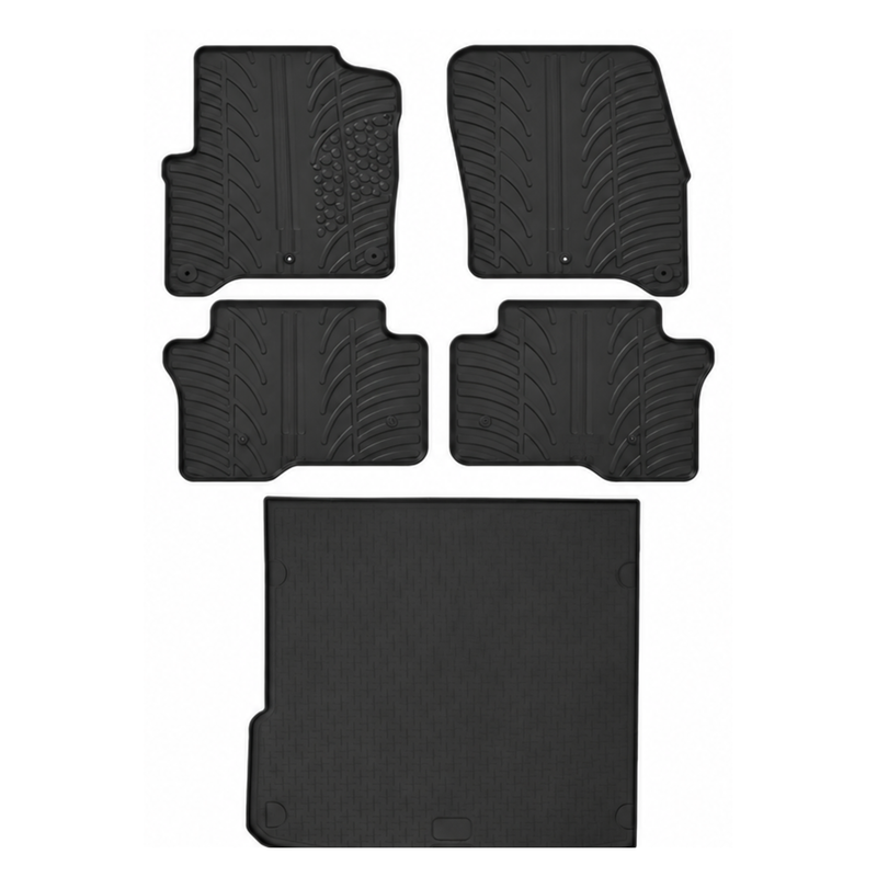 Set aus Gummi-Kofferraumwanne und Gummi-Autofußmatten für Audi Q7 (2006-2015)