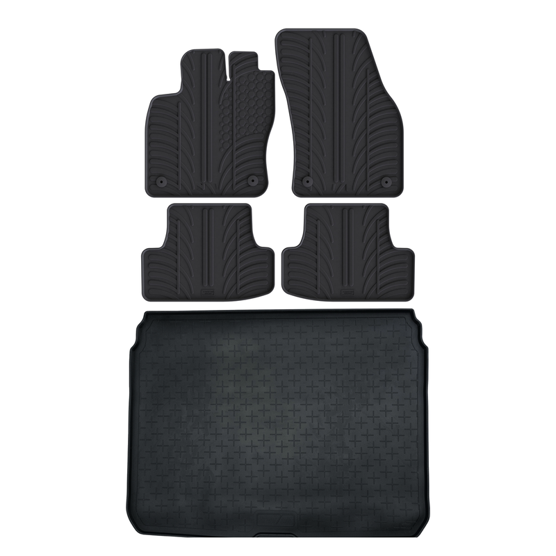 Set aus Gummi-Kofferraumwanne und Gummi-Autofußmatten für Audi Q2 (2017-2026)
