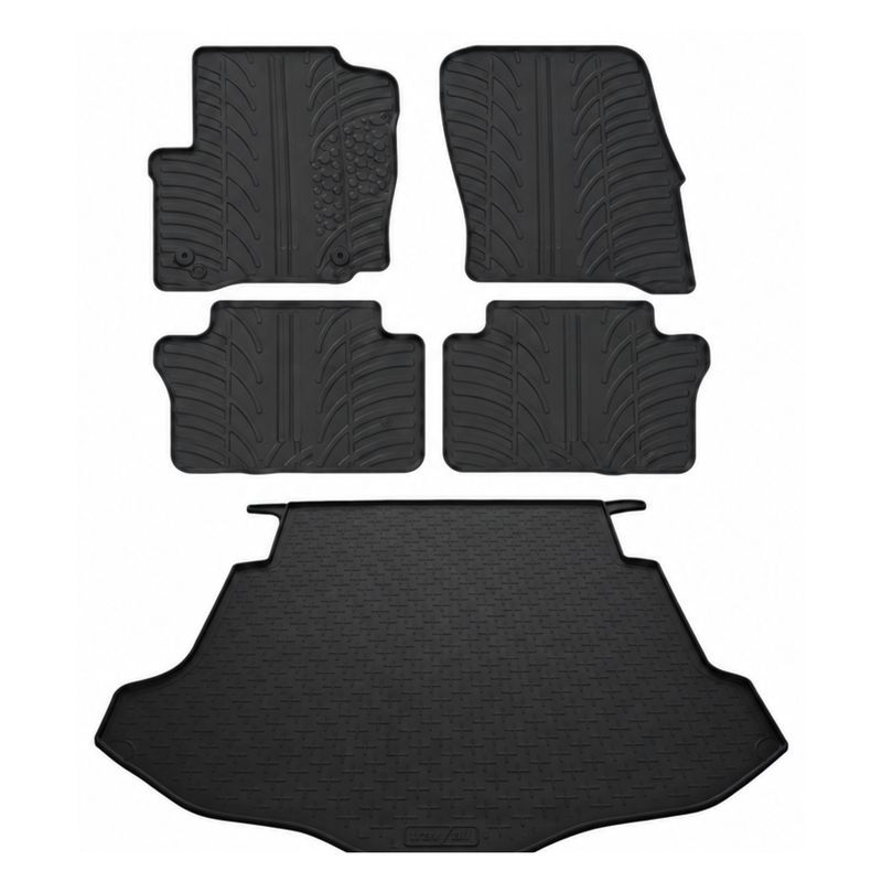 Set aus Gummi-Kofferraumwanne und Gummi-Autofußmatten für Ford Mondeo (2010-2014)