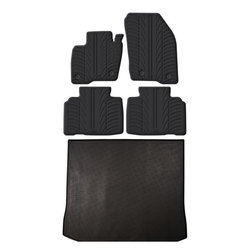 Set aus Gummi-Kofferraumwanne und Gummi-Autofußmatten für Ford Edge (2014-2021)