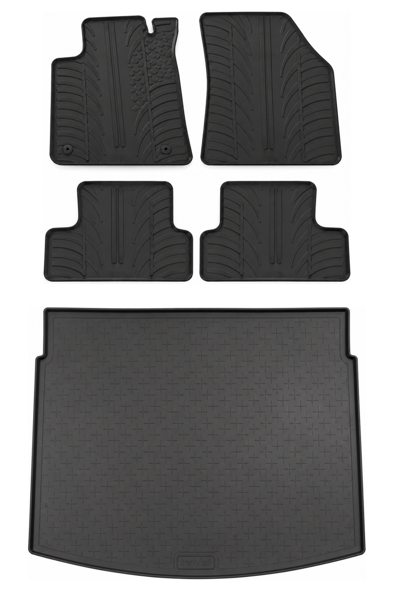 Set aus Gummi-Kofferraumwanne und Gummi-Autofußmatten für Renault Megane (2016-2022)
