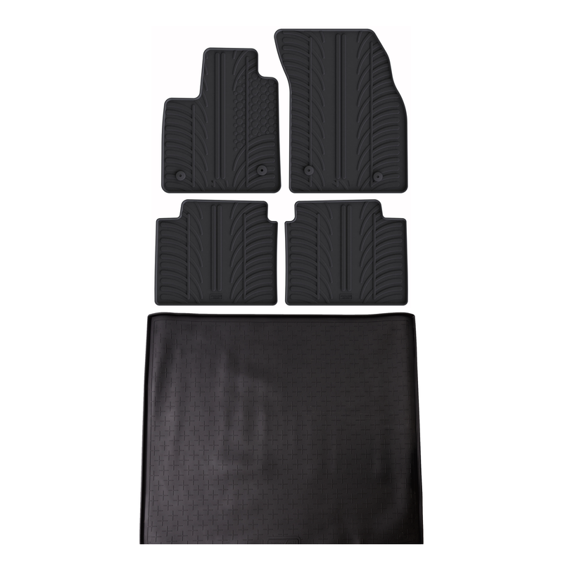 Set aus Gummi-Kofferraumwanne und Gummi-Autofußmatten für Ford Focus (2018-2025)