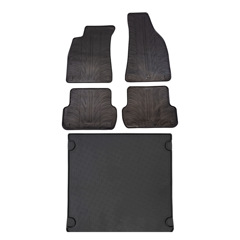 Set aus Gummi-Kofferraumwanne und Gummi-Autofußmatten für Audi A4 (2001-2008)