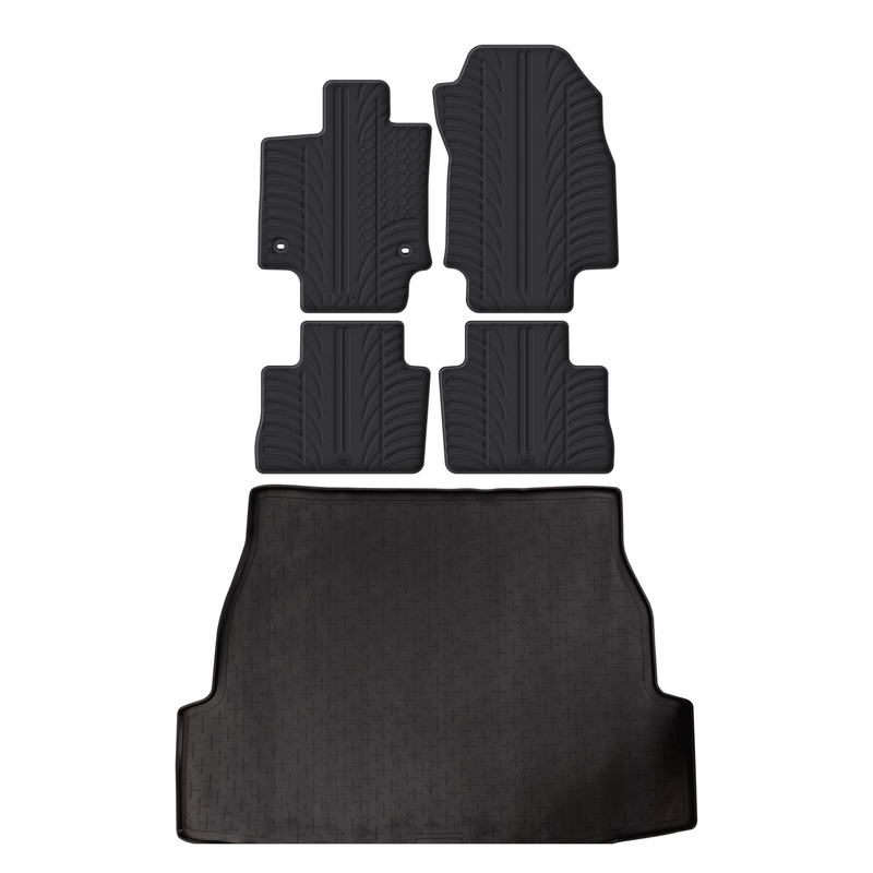 Set aus Gummi-Kofferraumwanne und Gummi-Autofußmatten für Toyota RAV4 (2019-2025)