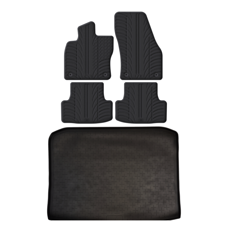 Set aus Gummi-Kofferraumwanne und Gummi-Autofußmatten für Skoda Karoq (2017-)