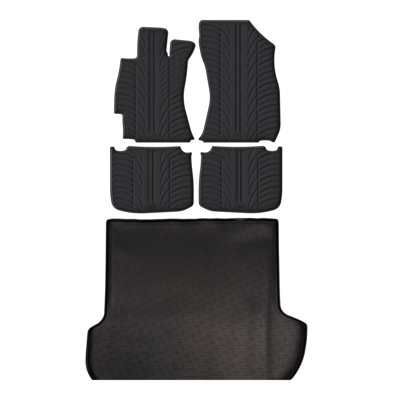 Set aus Gummi-Kofferraumwanne und Gummi-Autofußmatten für Subaru Outback (2014-2020)