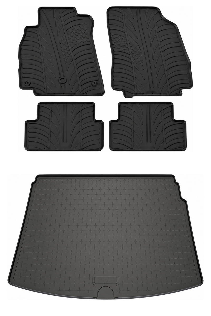 Set aus Gummi-Kofferraumwanne und Gummi-Autofußmatten für Renault Megane (2008-2016)