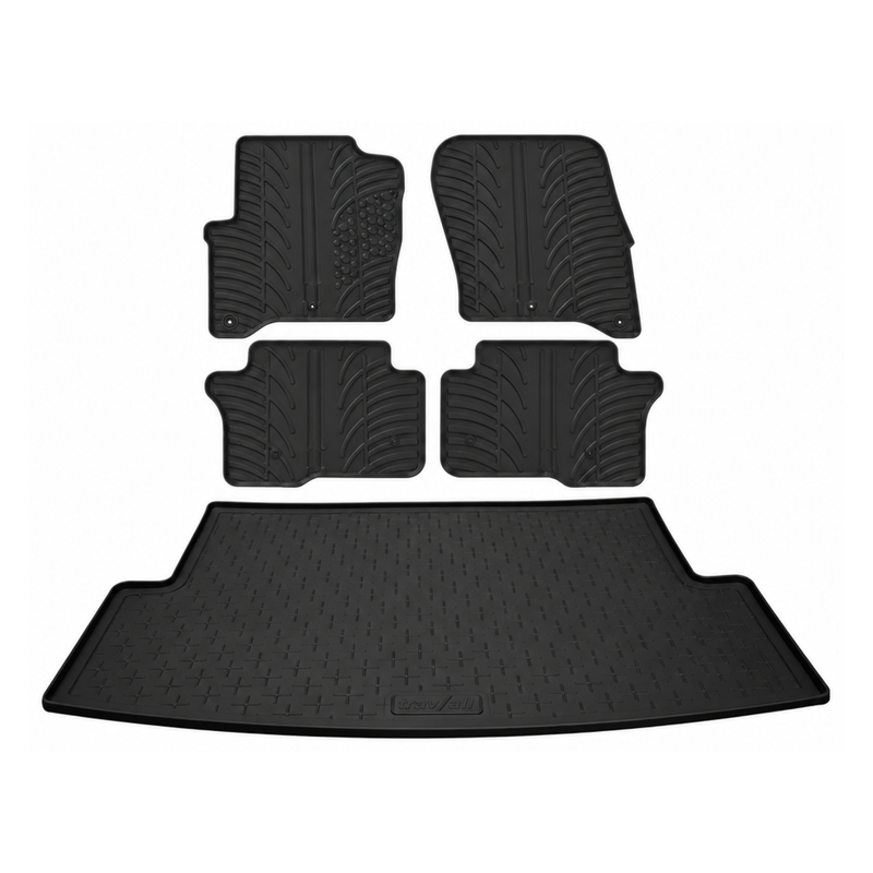 Set aus Gummi-Kofferraumwanne und Gummi-Autofußmatten für VW Caddy (2004-2021)