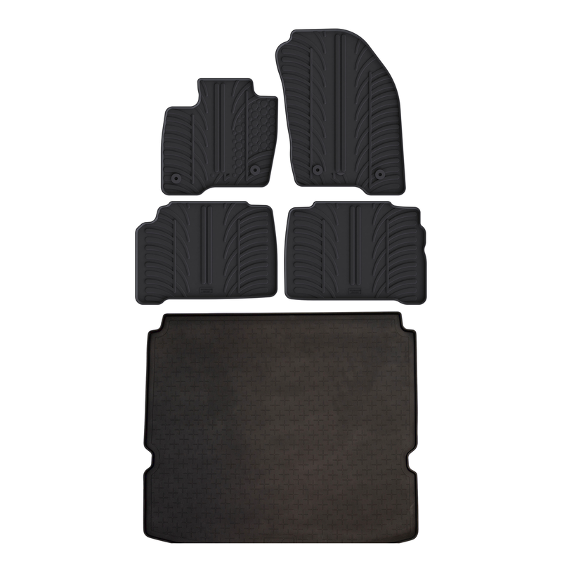 Set aus Gummi-Kofferraumwanne und Gummi-Autofußmatten für Ford S-Max (2014-2023)