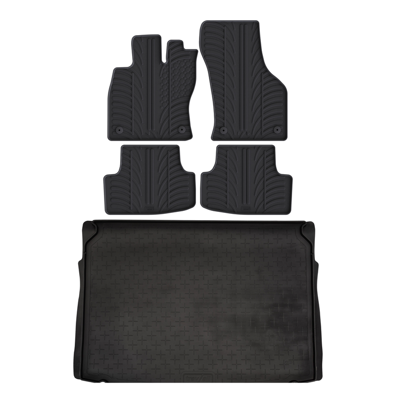 Set aus Gummi-Kofferraumwanne und Gummi-Autofußmatten für VW Golf (2013-2020)