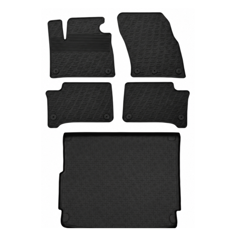 Set aus Gummi-Kofferraumwanne und Gummi-Autofußmatten für Porsche Cayenne (2010-2018)