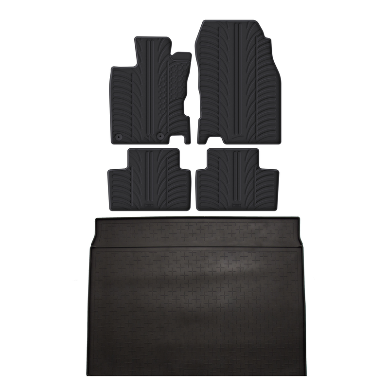 Set aus Gummi-Kofferraumwanne und Gummi-Autofußmatten für Renault Kadjar (2015-2022)
