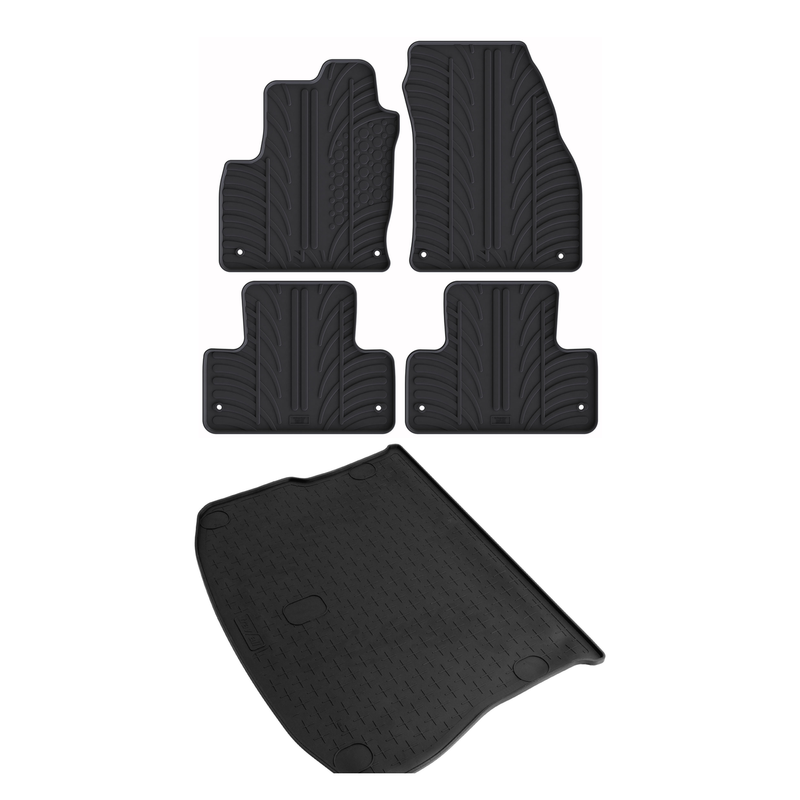 Set aus Gummi-Kofferraumwanne und Gummi-Autofußmatten für Land Rover Range Rover Evoque (2011-2019)