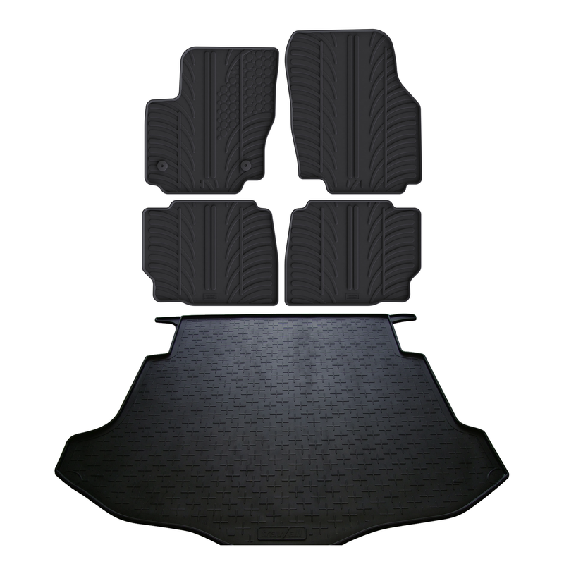 Set aus Gummi-Kofferraumwanne und Gummi-Autofußmatten für Ford Mondeo (2007-2010)