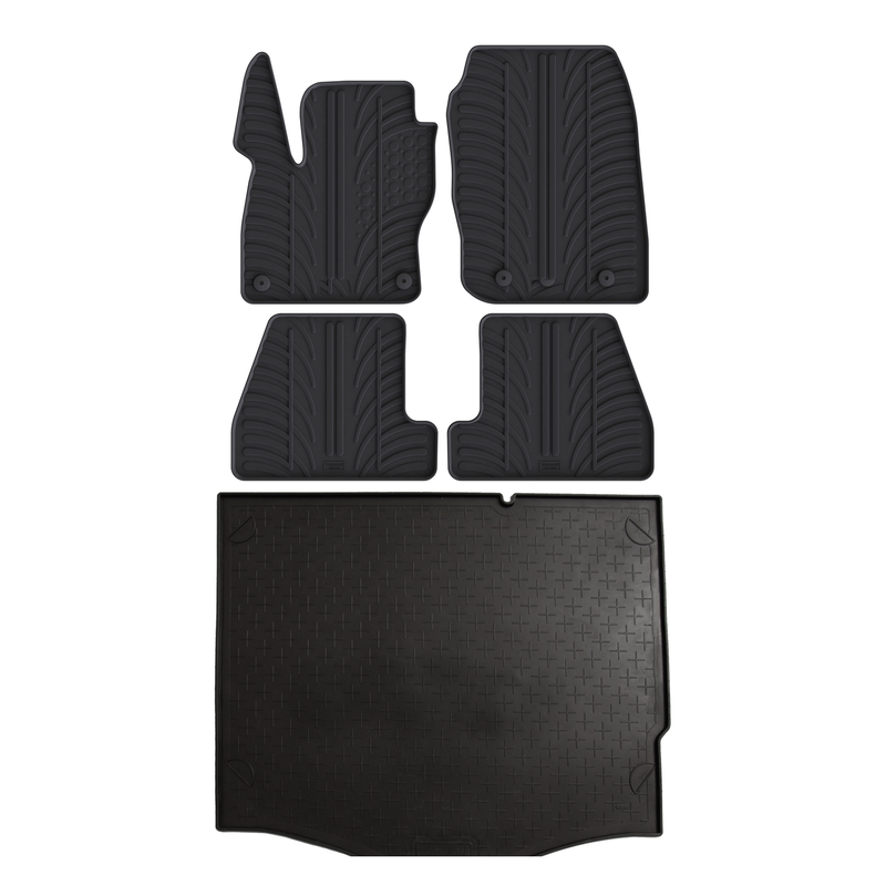 Set aus Gummi-Kofferraumwanne und Gummi-Autofußmatten für Ford Focus (2015-2018)